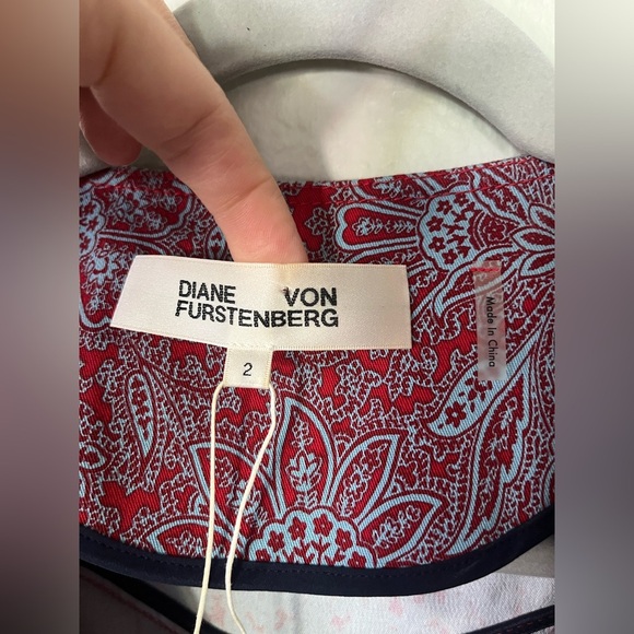 Diane Von Furstenberg Sleeveless Red & Blue Floral Mini Dress Women’s Size 2 - Picture 9 of 16
